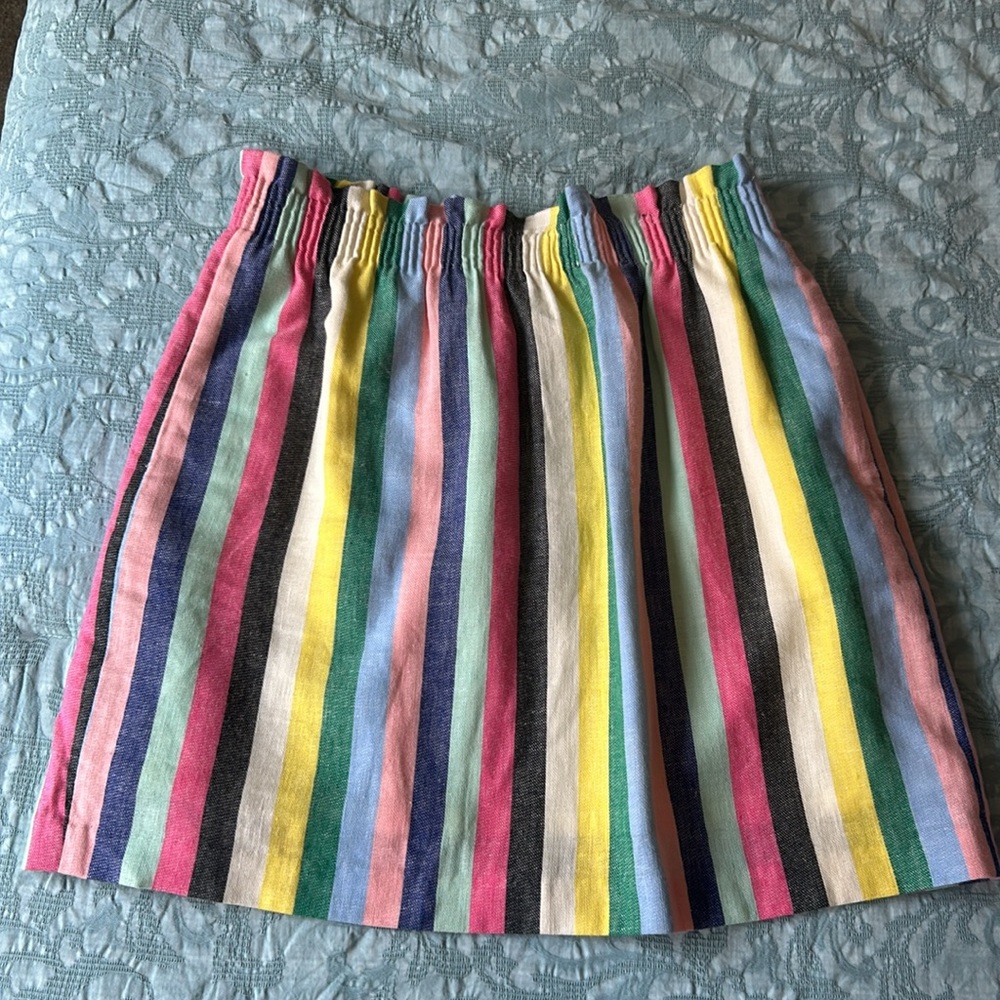 J Crew Rainbow Striped Linen Skirt